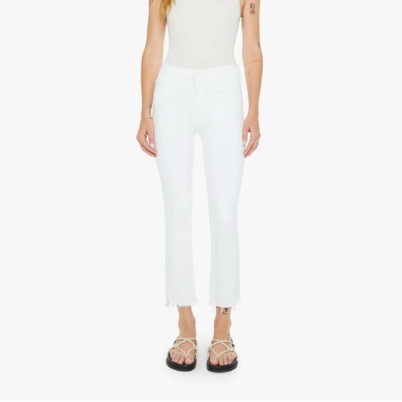 MOTHER The Insider Crop Step Fray Jeans – White, Size 31 - Picture 1 of 11
